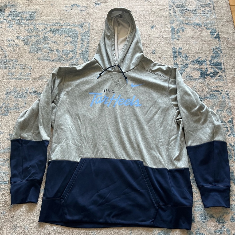University of North Caroline UNC Nike Dri-Fit Hoodie XXL Grey and Navy